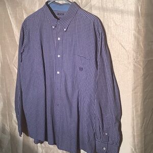 Chaps Navy Plaid Button Down Shirt